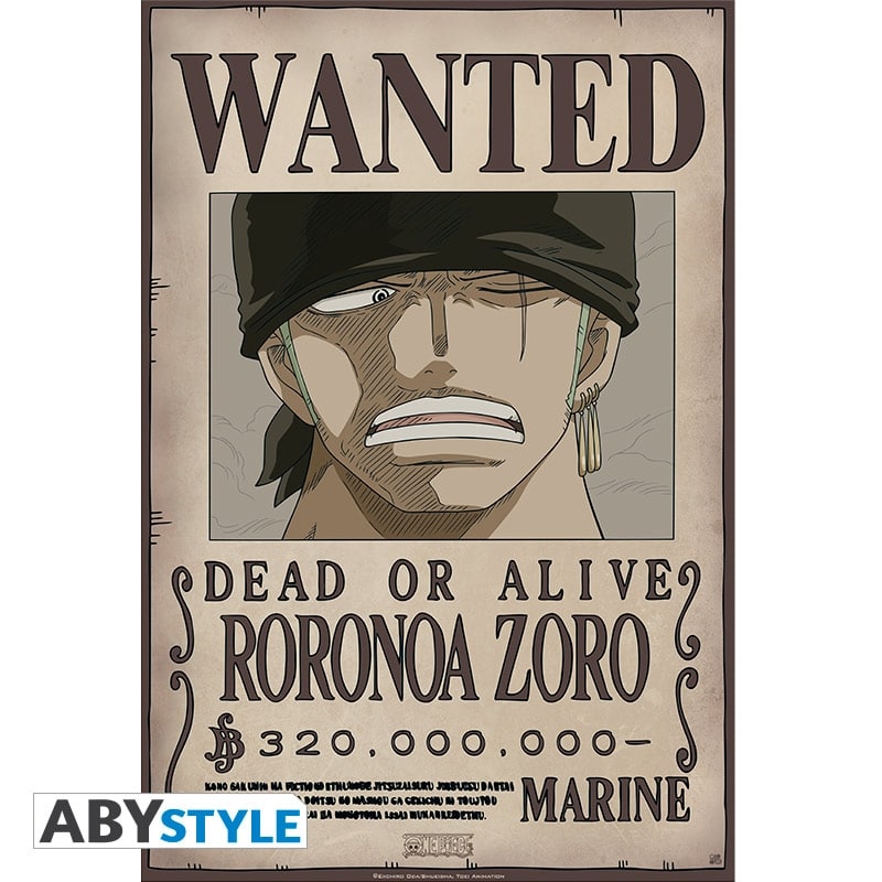 poster fiche wanted roronoa zoro abystyle
